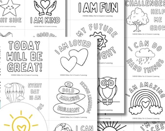 Colorable Positive Affirmation Cards Printable | SEL Activity, Mindfulness Coloring, Confidence Building, Digital Download
