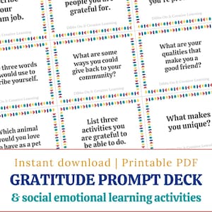 Mindful Gratitude Deck, Grateful Conversation Cards, Journal Writing Topics, Printable Family-Friendly Kids Talking Points, Digital Download