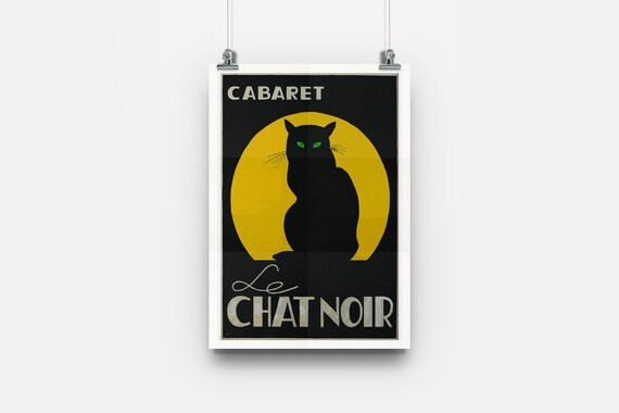 Vintage Art Deco Cabaret Le Chat Noir Cat Green Eyes Poster Etsy Vintage Art Deco Cabaret Le Chat Noir Cat Green Eyes Poster Etsy