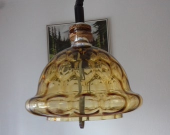 Vintage Pendellampe/Retro Glas Deckenlampe-Jugoslawien 70'er Jahre