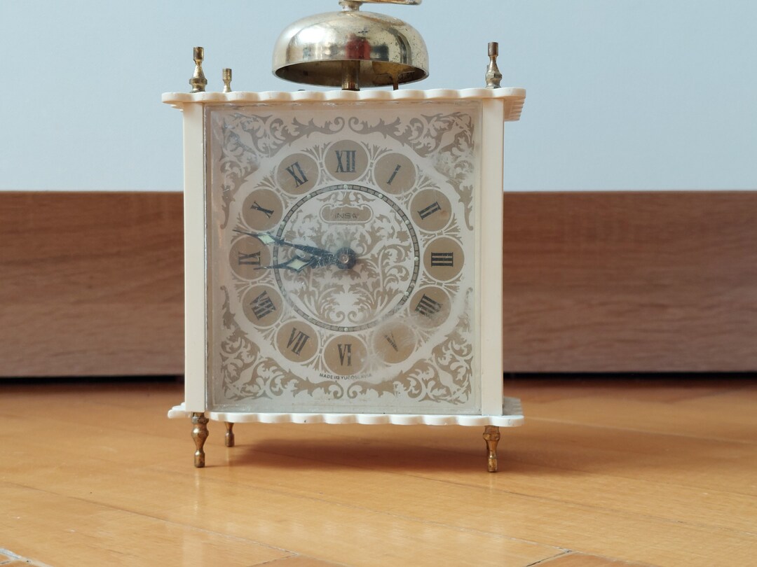 Vintage Mechanical Alarm Clock Insa/ Old Wind up Clock. Art Deco Style