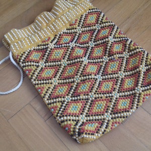 Vintage 70's Boho Beaded Bag, bolso de pulsera, bolso de embrague Rainbow