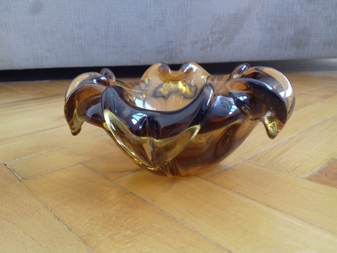 Vintage Cased Glass Ashtray/ Murano Style Ashtray Retro Etsy