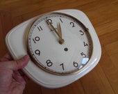 Vintage Mechanical Ceramic Wall Clock MAUTHE -Germany ,Art Deco style 1960s-Working condition-wind up key included-Collectible