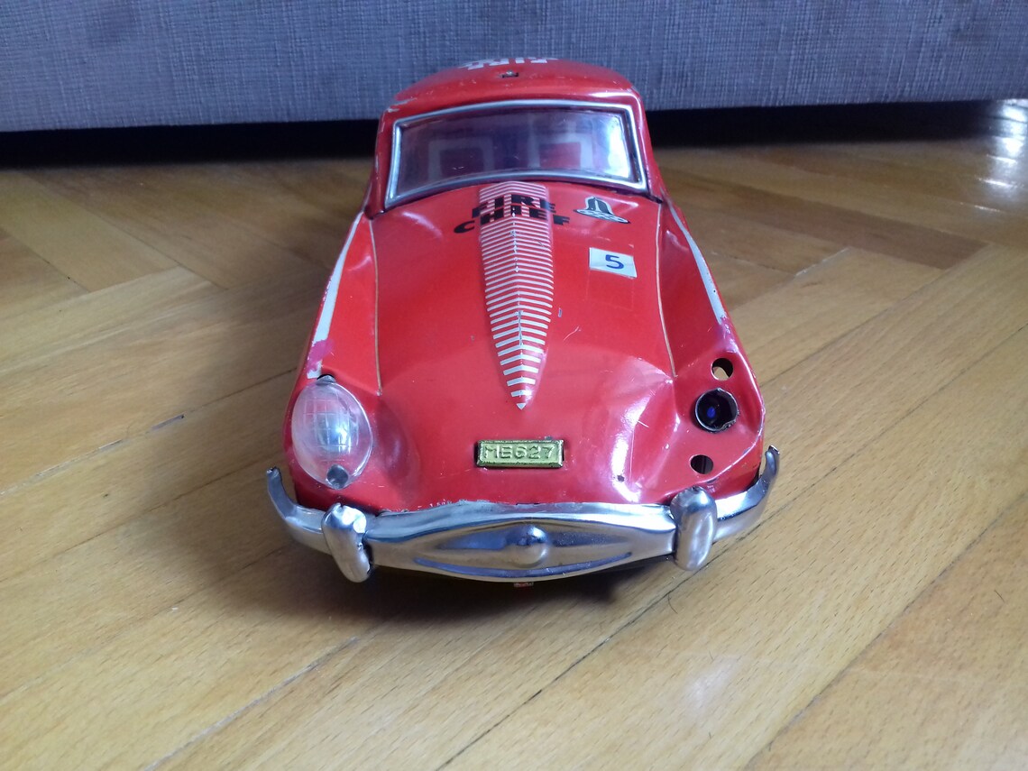 Vintage Fire Chief ME 627 Tin Litho Car From 60's Made in Etsy