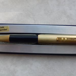 Penna a sfera vintage Heri Stamping, modello automatico 300 prodotta in Germania: bellissima penna placcata in oro nella scatola originale