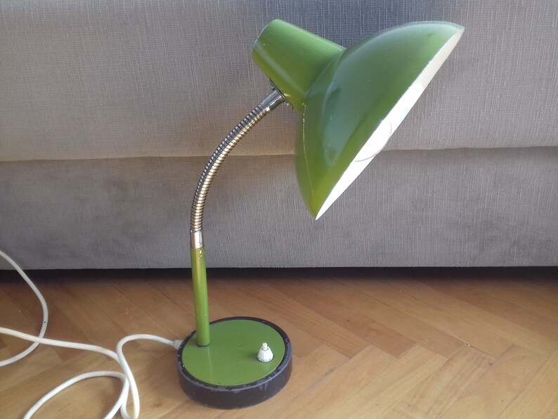 Big Vintage Desk Lamp Metal Gooseneck Green Large From 70 S Made In Yugoslavia Working
