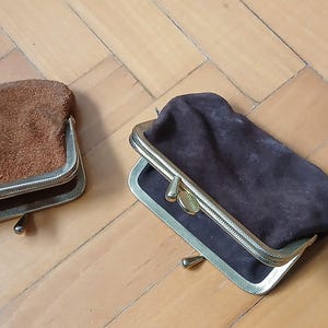 Vintage Leder Münzbeutel 2er Set / Kleine Leder Geldbörse/Clutch Brieftaschen