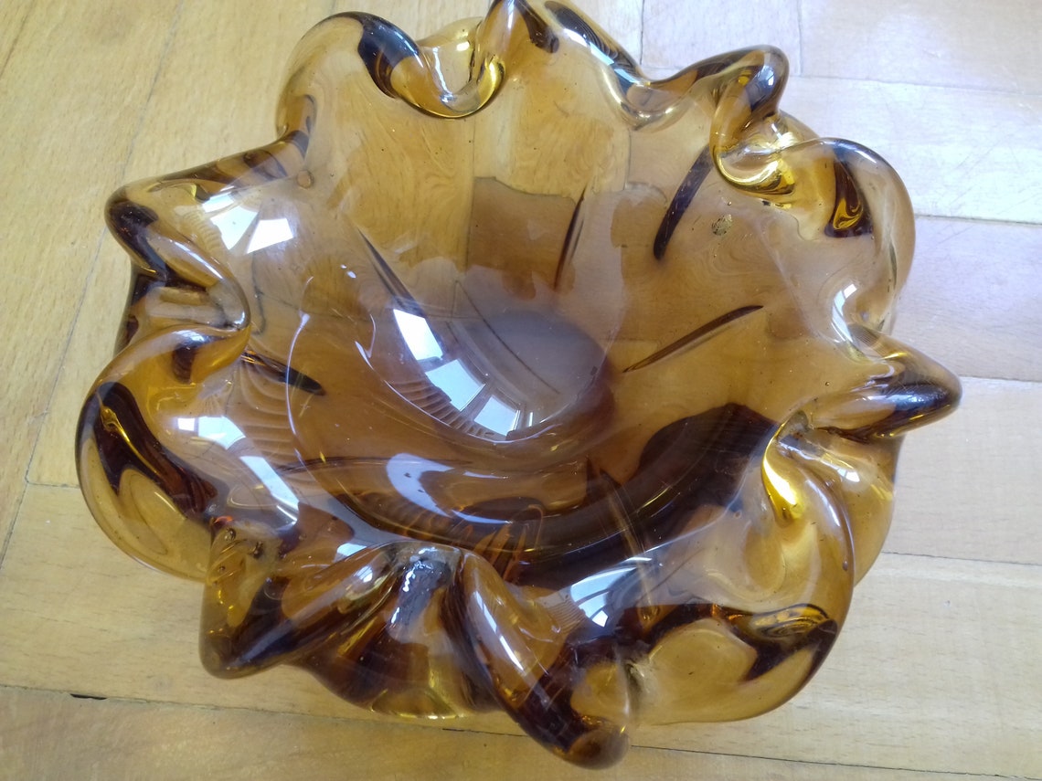 Vintage Cased Glass Ashtray/ Murano Style Ashtray Retro Etsy