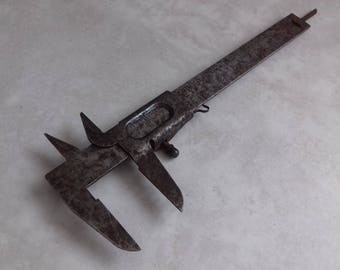 Vintage metal caliper-adjustable slide ruler-Schubler-PRECISION MEASURING TOOL-Inch and Cm-Made in Germany-70's
