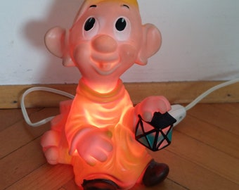 Vintage rubber Show White Walt Disney Dwarf-Biserka Zagreb squeeze doll lamp-working order.desk lamp/toy lamp