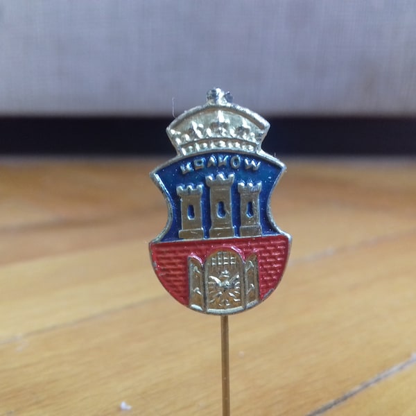 Vintage pin badge KRAKOW  - Polish City Coat of Arms POLAND from 40s