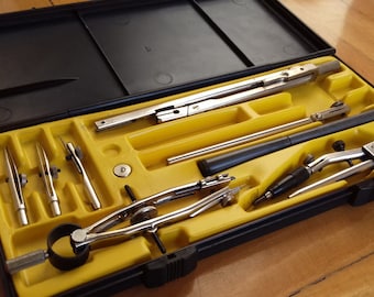 Vintage Soviet Drafting Set- НЧК-12-Т-02 made in 70's USSR- Collectible Old School supplies