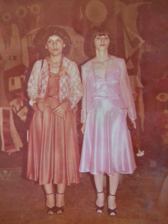Vintage Photo of Two Beautiful Women Fashion 80s 