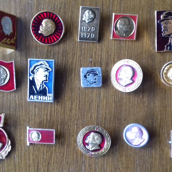 Set of 15 Soviet vintage Pin Lenin USSR collectibles soviet era badges