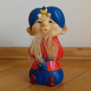 Vintage Magician Wizard Rubber toy doll cartoon Russian USSR 80's  - Rare toy
