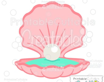 Clam with Pearl SVG Cut File & Clipart E160 - svg, dxf, png - Includes Limited Commercial Use! shell svg, beach svg, clam svg,
