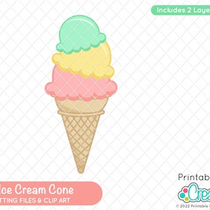 3 Kugel Eistüte SVG Cut File & Clipart E280 - svg, dxf, png, beinhaltet begrenzte kommerzielle Nutzung!