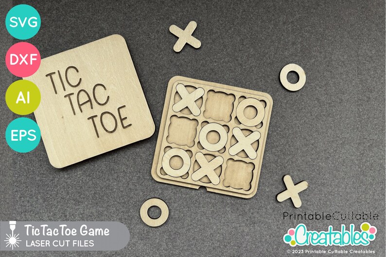 May include: A wooden Tic Tac Toe game with a board, nine playing pieces, and a separate sign that reads "Tic Tac Toe". The game is made of natural wood and has a rustic look.