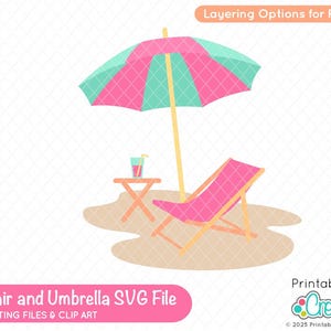 Beach Chair & Umbrella SVG File for Cricut E852 - Beach Chair SVG - Beach Umbrella SVG File - Summer Svg - Beach Svg Cut File