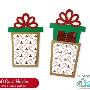 Portatarjetas de regalo de Navidad, archivo SVG D016 - Archivo de corte SVG de Navidad dxf y pdf - Archivos SVG para Cricut + Silhouette