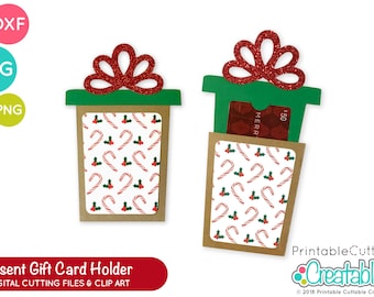 Cadeau de Noël avec porte-cartes fichier SVG D016 - Noël SVG coupe fichier dxf & pdf - fichiers SVG pour Cricut + Silhouette