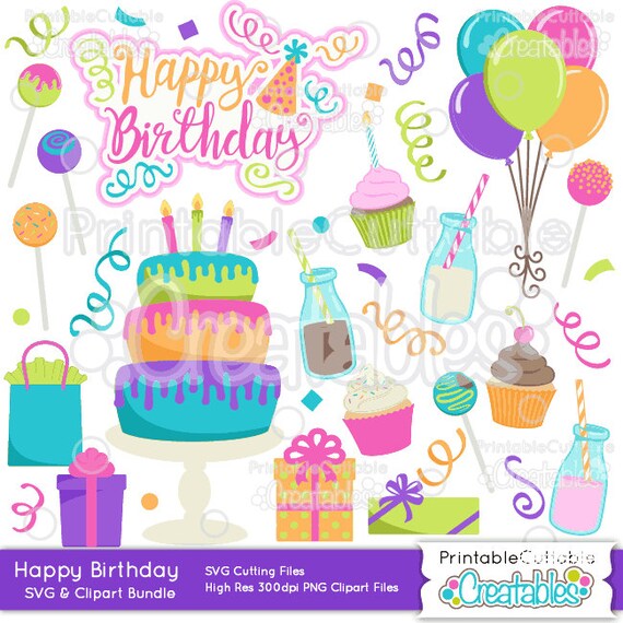 Download Free Happy Birthday Svg Cut Files Clipart Bundle Es016 Etsy SVG Cut Files