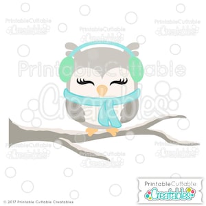 Cuttable Süße Winter Eule SVG Cut File, Eule Clipart E345 - svg, dxf, png, für Cricut, Cameo - beinhaltet limitierte kommerzielle Nutzung!