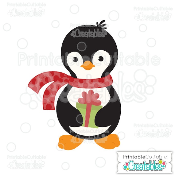 Download Free Penguin Holding Christmas Present Svg Cut File Clipart E215 Etsy SVG DXF Cut File