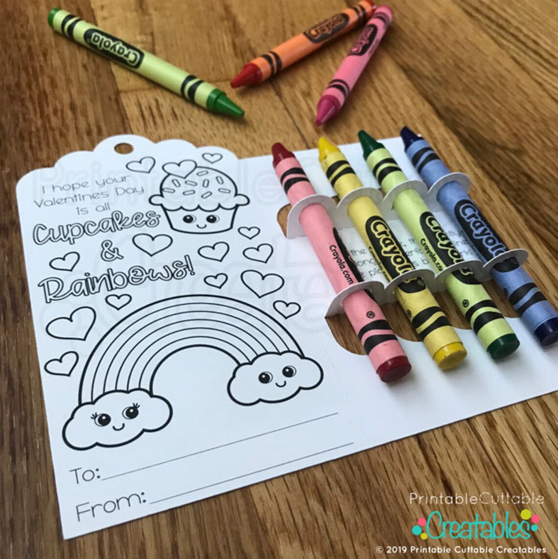 Set of 4 Valentine's Coloring Card Crayon Holder SVG Files Etsy