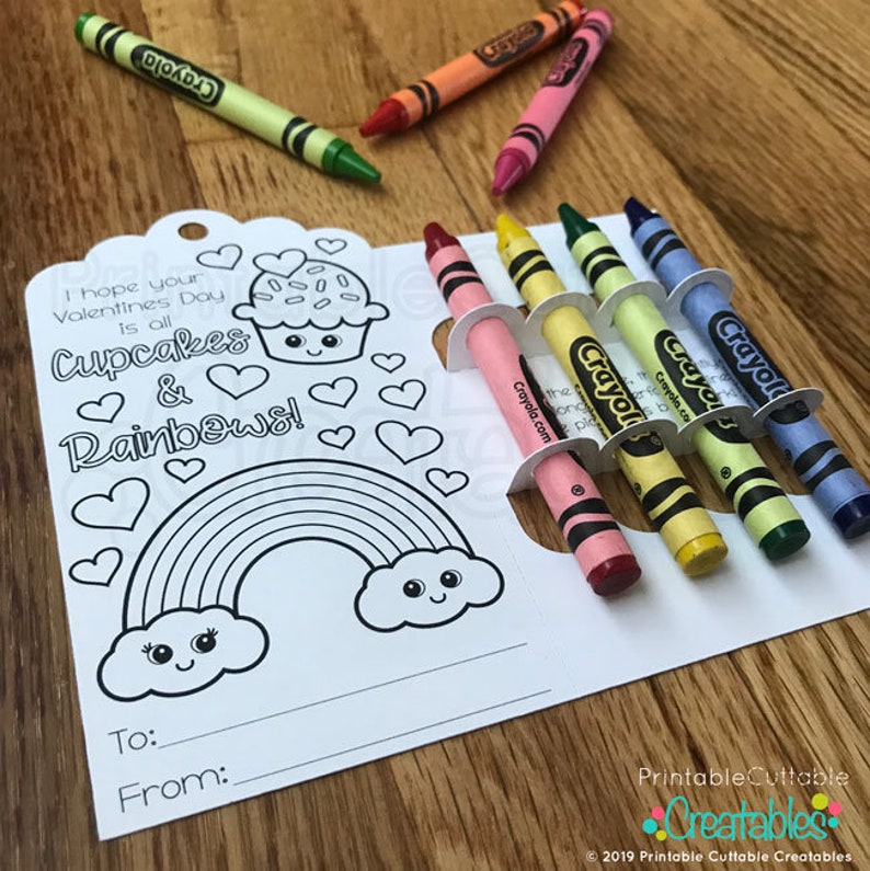 Download Set of 4 Valentine's Coloring Card Crayon Holder SVG Files ...