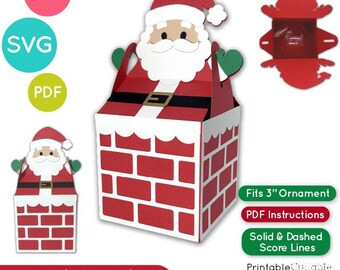 Weihnachtsmann Gable Box SVG-Datei D166 - svg dxf & pdf - beinhaltet begrenzte kommerzielle Nutzung!
