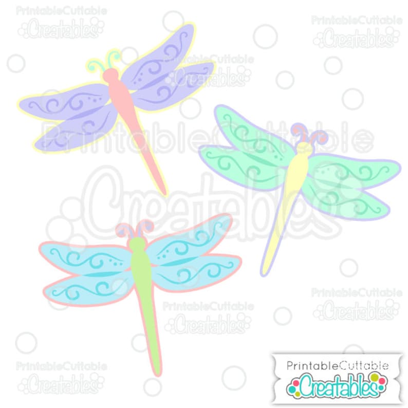 Download Spring Flourish Dragonfly SVG Cut File & Clipart E254 | Etsy