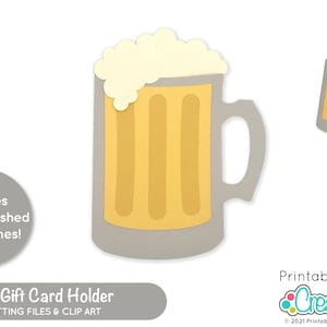 Chope à bière porte-carte cadeau fichier SVG pour Cricut Silhouette D069 - modèle Svg de porte-carte cadeau, fichier coupe SVG porte-carte cadeau