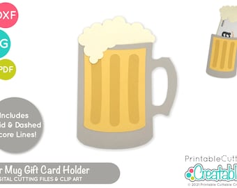 Beer Mug Gift Card Holder SVG File for Cricut Silhouette D069 - Gift Card Holder Svg Template, Gift Card Holder SVG Cut File