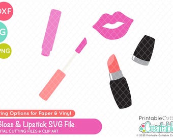 Lip Gloss & Lippenstift SVG Cut Files / Clipart E861 - Makeup svg, Kosmetik Cut File - Kommerzielle Nutzung Cut File für Cricut + Silhouette