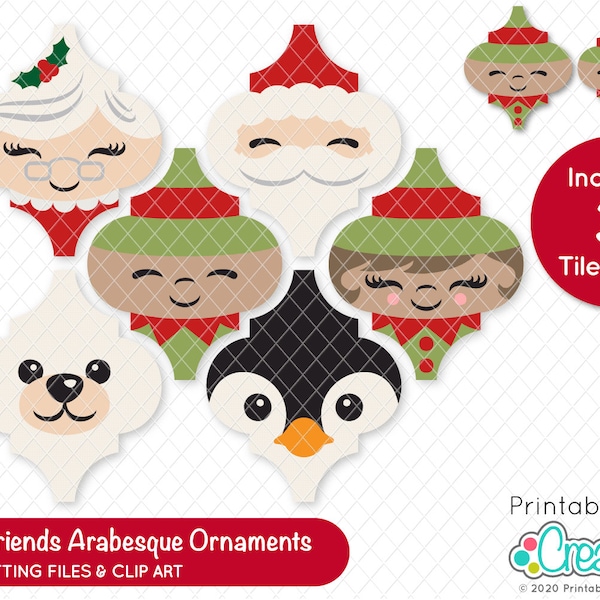 Christmas Friends Arabesque Tile Ornament SVG File E579 - Arabesque Tile SVG , Christmas Ornament SVG, Christmas svg