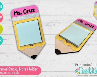 Pencil Sticky Note Holder Laser Cut File L004 - svg / dxf / eps / ai  - Includes Limited Commercial Use