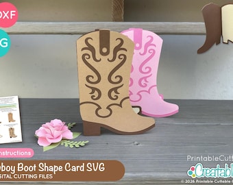 Cowboy-Stiefel Form Karte SVG-Datei für Cricut Silhouette D192 - Land SVG-Datei