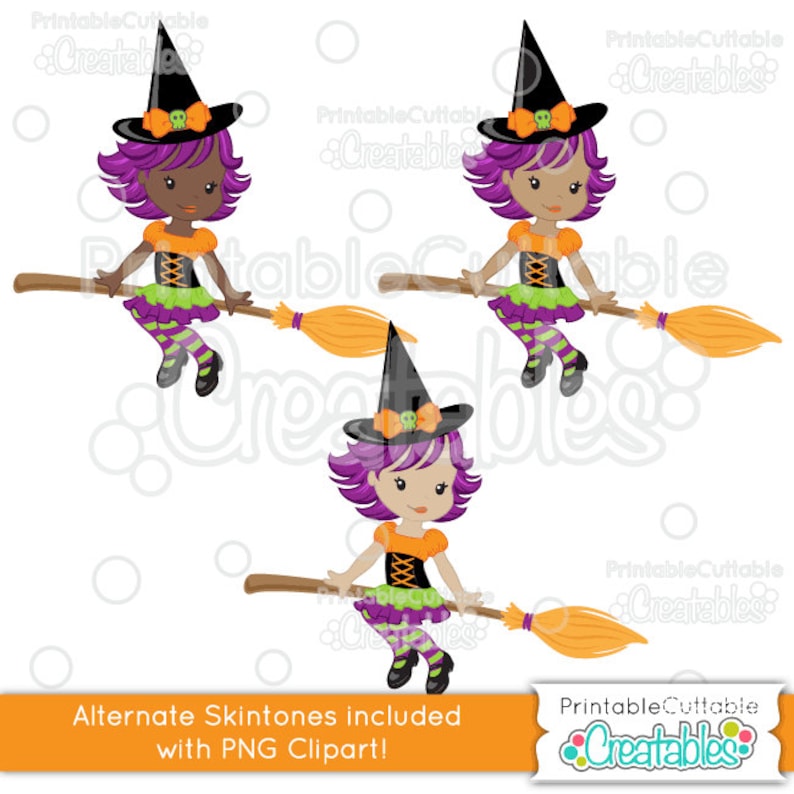 Download Cute Witch Halloween Friends SVG Set Cut File & Clipart | Etsy