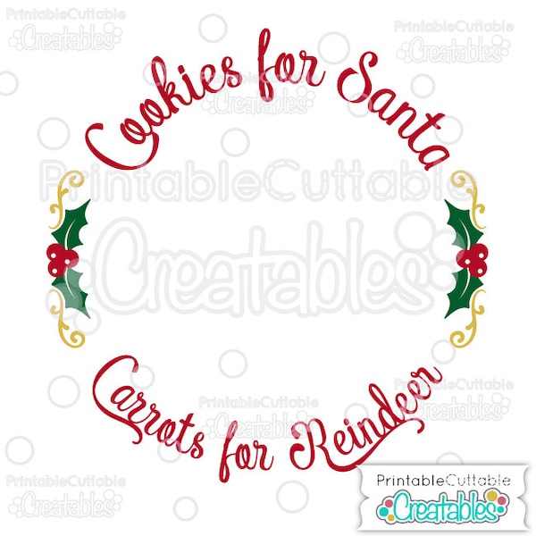 Cookies for Santa SVG Cutting File Plate Design Set T041 + Milk for Santa SVG File T057 - svg, dxf, png  Includes Limited Commercial Use!