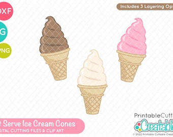 Soft Serve Ice Cream Cone SVG Cut File & Clipart E277 - Includes Limited Commercial Use!