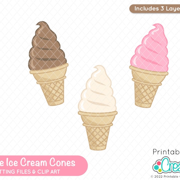 Soft Serve Ice Cream Cone SVG Cut File & Clipart E277 - Includes Limited Commercial Use!