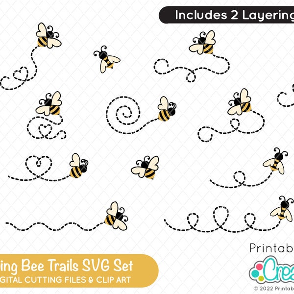 Flying Bee Trails SVG Cut Files E678 - Bumble Bee SVG Files for Cricut & Silhouette