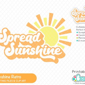 Diffusione File SVG retrò Sunshine per Cricut & Silhouette T308 - File di taglio SVG retrò per Cricut Silhouette