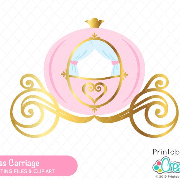 Princess Carriage SVG Cut File & Clipart E524 - Carriage Svg File -Princess SVG DXF files for Cricut - Includes Limited Commercial Use