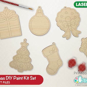 Kit di pittura natalizia File tagliati al laser L007 - svg / dxf / eps / ai - Include uso commerciale limitato