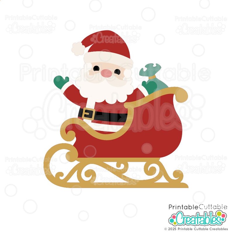 Santa's Sleigh SVG Cut File & Clipart E892 - Christmas SVG File ...