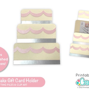 Soporte de tarjeta de regalo de pastel de bodas Svg File para Cricut y Silhouette D065 - Soporte de tarjeta de regalo Svg Template, Bridal Shower Gift Card Holder svg