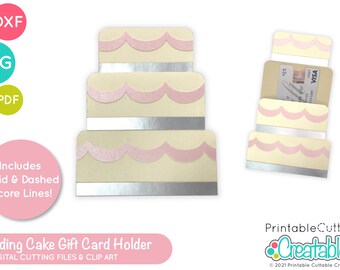 Wedding Cake Gift Card Holder SVG File for Cricut and Silhouette D065 - Gift Card Holder Svg Template, Bridal Shower Gift Card Holder svg